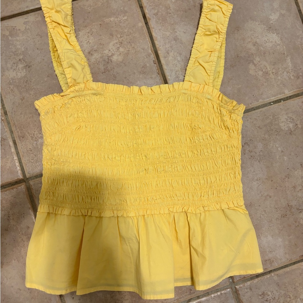 Wilfred Yellow Smocked Tank Top